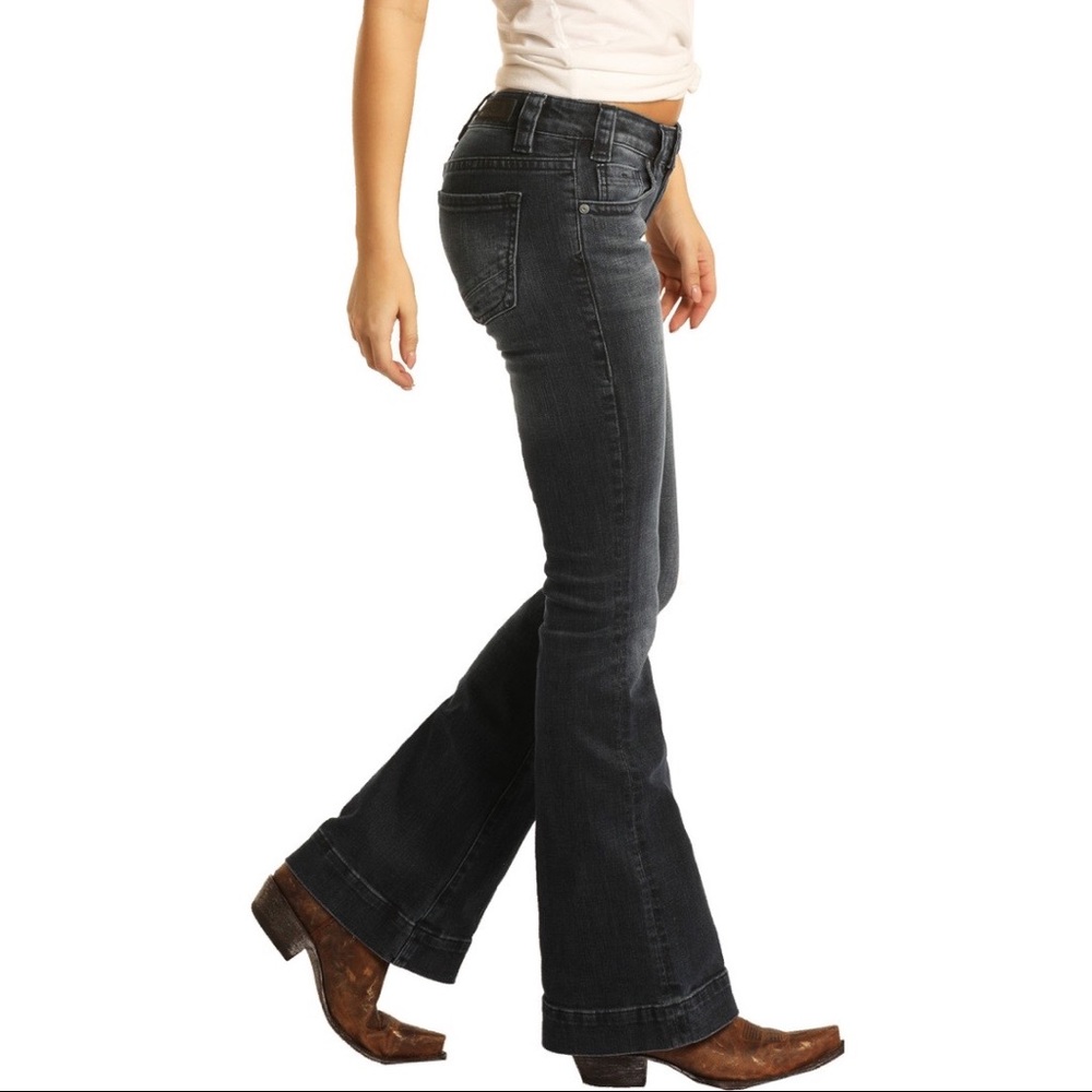 ROCK & ROLL Cowgirl low-rise stretch trousers jeans flares sz 32x34L W8-8486